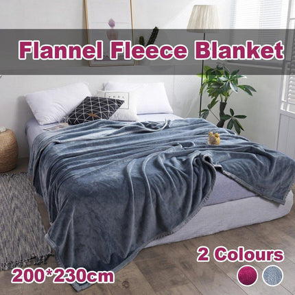 Soft Winter Flannel Blanket for Office Home Lunch Break Warm Cozy Throw Blanket - Grey Blue.