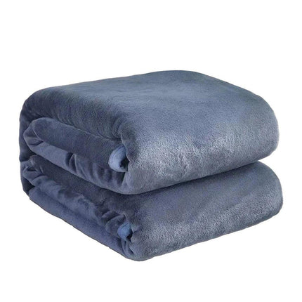 Soft Winter Flannel Blanket for Office Home Lunch Break Warm Cozy Throw Blanket - Grey Blue.