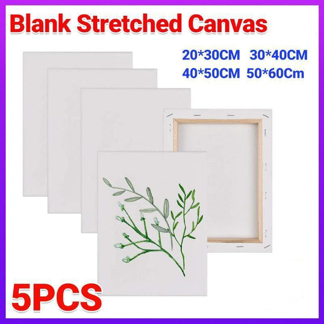 5x Artist Blank Stretched Canvas Canvases Art Large White Range Oil Acrylic Wood - 50*60CM.