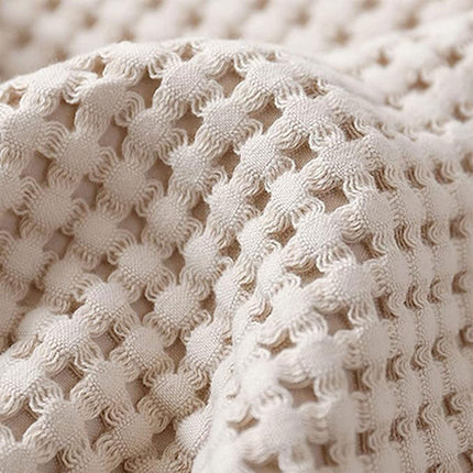 Waffle Sofa Blanket Thin Lightweight Throw Soft Cover Couch Bed Living Room Use - Beige.