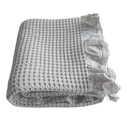 Waffle Sofa Blanket Thin Lightweight Throw Soft Cover Couch Bed Living Room Use - Beige.