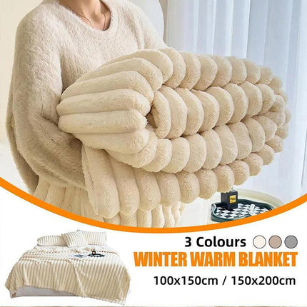 Plush Blanket Leisure Blanket Autumn Winter Warm Nap Throw Soft Cozy - Khaki-150x200cm.