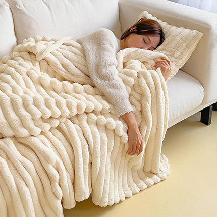 Plush Blanket Leisure Blanket Autumn Winter Warm Nap Throw Soft Cozy - Khaki-150x200cm.