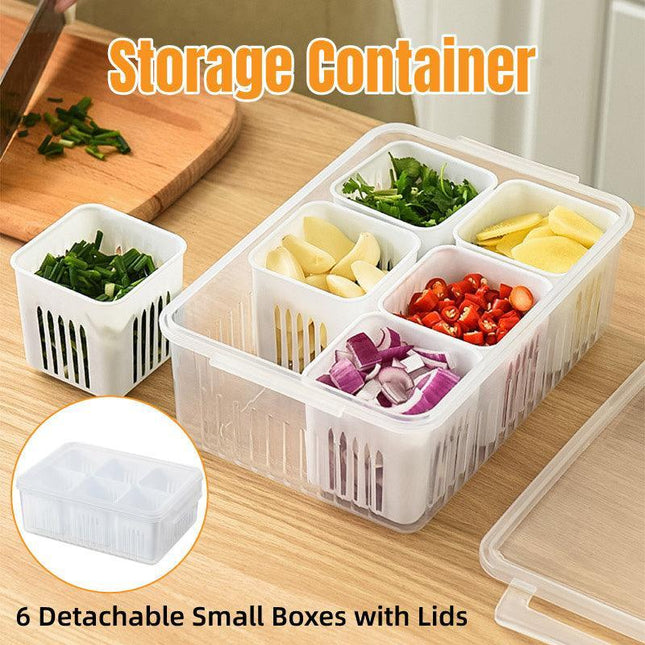 Convenient Crisper Box with Lid Storage Compartment Organizer for Vegetables.