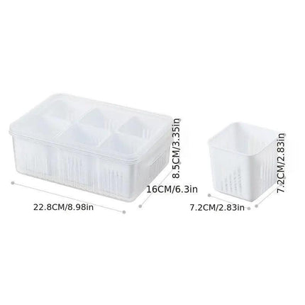 Convenient Crisper Box with Lid Storage Compartment Organizer for Vegetables.