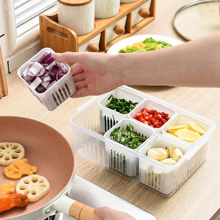 Convenient Crisper Box with Lid Storage Compartment Organizer for Vegetables.