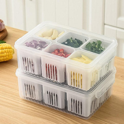 Convenient Crisper Box with Lid Storage Compartment Organizer for Vegetables.