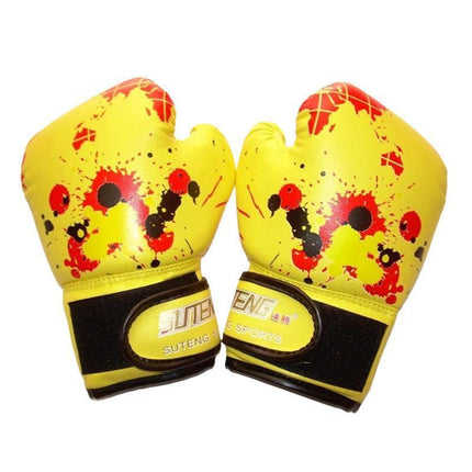 Boxing Sparring Training Gloves MMA Kickboxing Punching Gloves for Practice Sessions - Red [Map Pattern].