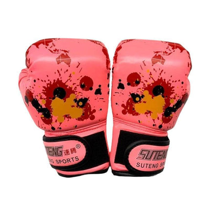 Boxing Sparring Training Gloves MMA Kickboxing Punching Gloves for Practice Sessions - Red [Map Pattern].