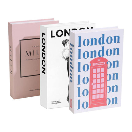 3 PCS Modern Decorative Books Set Foldable Fake Books for Display City Theme - A.