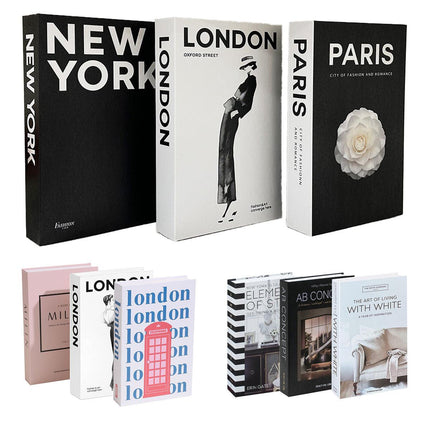 3 PCS Modern Decorative Books Set Foldable Fake Books for Display City Theme - B.