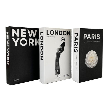 3 PCS Modern Decorative Books Set Foldable Fake Books for Display City Theme - B.