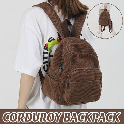 Schoolbag Corduroy Shoulder Bag Simple Mini Backpack for Daily Casual Use.