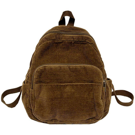Schoolbag Corduroy Shoulder Bag Simple Mini Backpack for Daily Casual Use.
