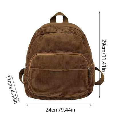 Schoolbag Corduroy Shoulder Bag Simple Mini Backpack for Daily Casual Use.