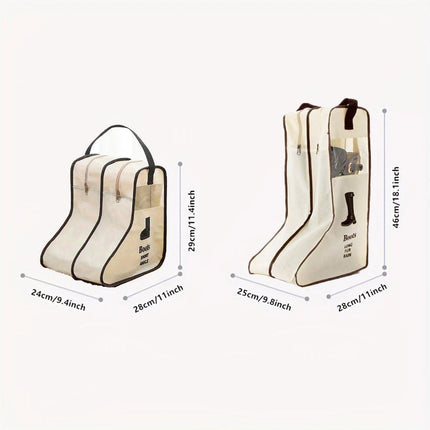 4PCS Beige Travel Shoe Bag Home Boot Storage Visual Dustproof Long Short Covers.