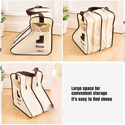 4PCS Beige Travel Shoe Bag Home Boot Storage Visual Dustproof Long Short Covers.