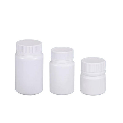 100pcs White Plastic Capsule Bottle Small Medicine Granule Packaging Container - 50ml.
