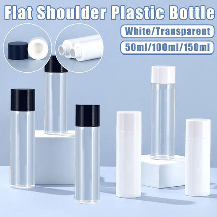 50/100/150ml Plastic Toner Lotion Bottles Refillable Travel Cosmetic Containers - White Lid + White Bottle - 150ml.
