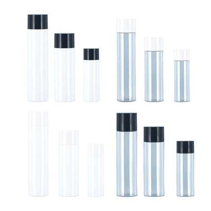 50/100/150ml Plastic Toner Lotion Bottles Refillable Travel Cosmetic Containers - Black Lid + Transparent Bottle - 50ml.