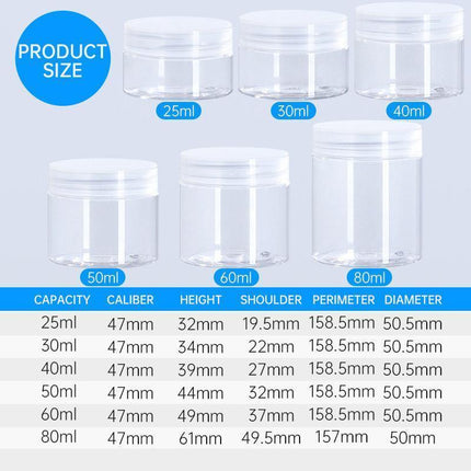 10pcs Transparent Wide Mouth Plastic Jars with Cap Skin Care Cream Containers - 40ml.