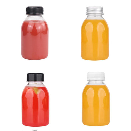 20pcs 250ml Reusable Plastic Juice Bottles 38mm Caliber Clear Beverage Container - Bottle-20pcs-Glossy -Black.