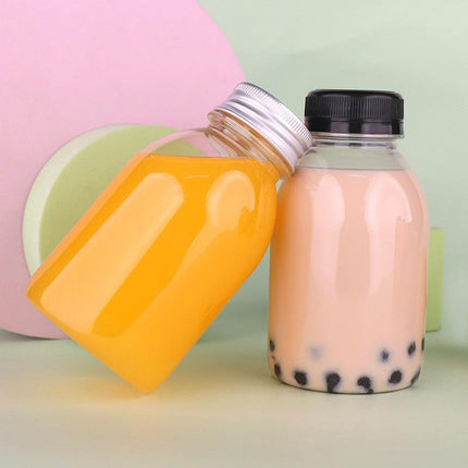 20pcs 250ml Reusable Plastic Juice Bottles 38mm Caliber Clear Beverage Container - Bottle-20pcs-Glossy -Black.