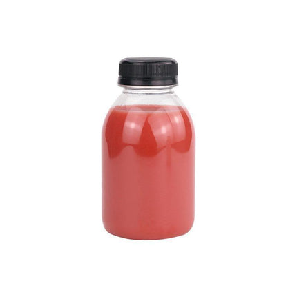 20pcs 250ml Reusable Plastic Juice Bottles 38mm Caliber Clear Beverage Container - Bottle-20pcs-Glossy -Black.