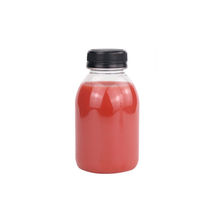 20pcs 250ml Reusable Plastic Juice Bottles 38mm Caliber Clear Beverage Container - Bottle-20pcs-Glossy -Black.