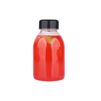 20pcs 250ml Reusable Plastic Juice Bottles 38mm Caliber Clear Beverage Container - Bottle-20pcs-Glossy -Black.