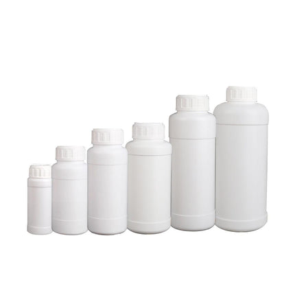 50pcs Chemical Bottle White Plastic Sample Reagent Bottles for Lab Storage - 300ml.