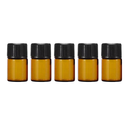 5pcs 2ml-5ml Amber Glass Orifice Reducer Bottles Sample Vial Dram Essential Oils - 2ml.
