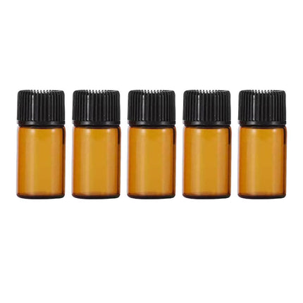 5pcs 2ml-5ml Amber Glass Orifice Reducer Bottles Sample Vial Dram Essential Oils - 2ml.