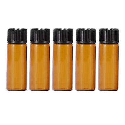 5pcs 2ml-5ml Amber Glass Orifice Reducer Bottles Sample Vial Dram Essential Oils - 2ml.