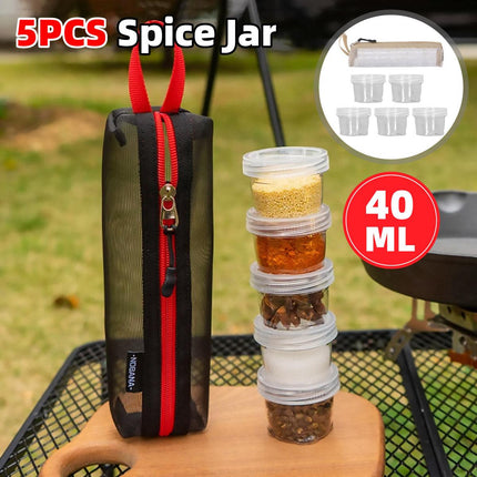 5PCS Outdoor Camping Spice Container Set Travel BBQ Seasoning Storage Box Use - White.