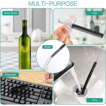 Long Bottle Cleaning Brush 40cm Nylon Wine Water Thermos Jar Scrubber.