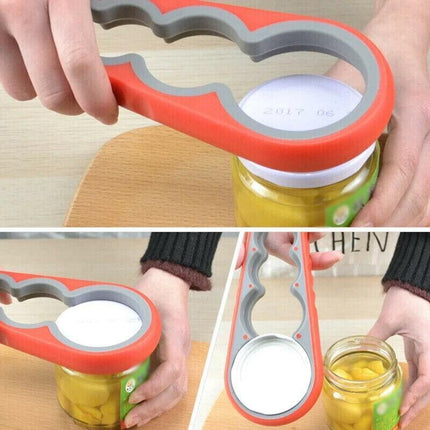 Silicone Jar Can Opener Multi-Purpose Lids Cap Arthritis Bottle Opener Easy Grip - Orange.