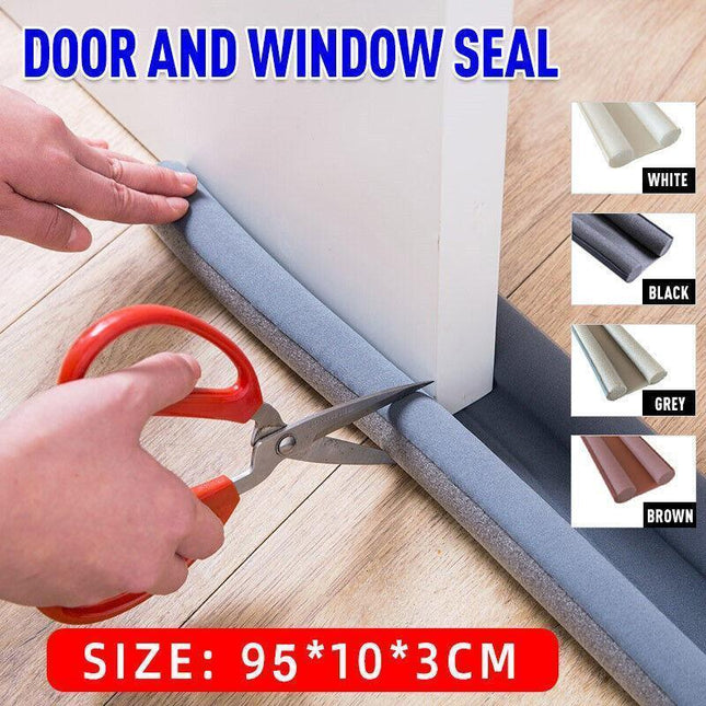 Door Bottom Seal Draft Stopper Guard Threshold Sealing Strip Wind Dust Protector - White.