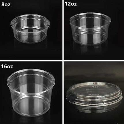 100PCS Transparent Packing Box Plastic Dessert Bowl Food Container - 12oz Bowl.