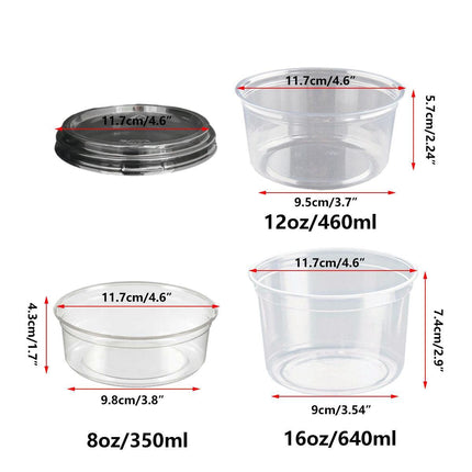 100PCS Transparent Packing Box Plastic Dessert Bowl Food Container - 8oz Bowl.