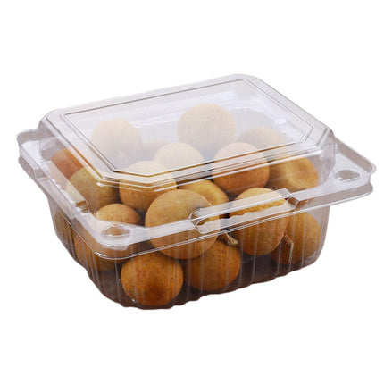 100pcs Transparent Plastic Fruit Box with Tape Cover Storage Packaging for Fruit - 125g.