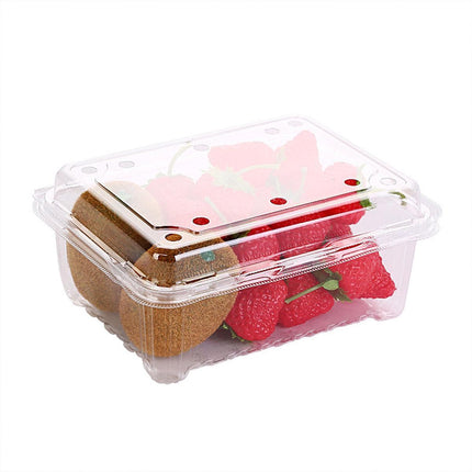 100pcs Transparent Plastic Fruit Box with Tape Cover Storage Packaging for Fruit - 125g.