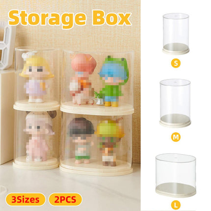 2pcs Clear Acrylic Display Case Transparent Box for Collectibles Dolls Figures - S.