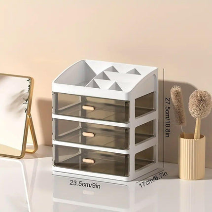 3Layer Cosmetic Organiser Storage Drawer Case Makeup Box for Home and Bathroom.