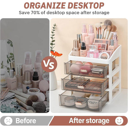 3Layer Cosmetic Organiser Storage Drawer Case Makeup Box for Home and Bathroom.
