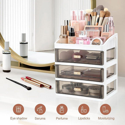 3Layer Cosmetic Organiser Storage Drawer Case Makeup Box for Home and Bathroom.