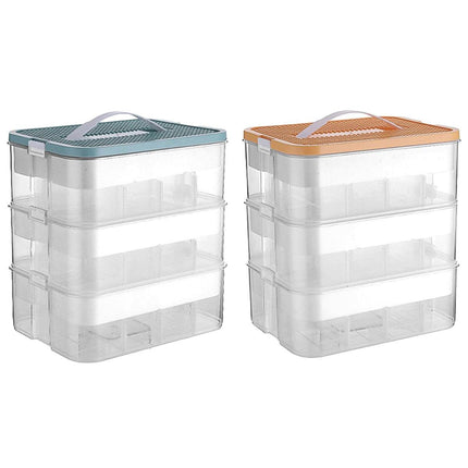 3Layer Storage Box Large Capacity Toy Organizer Building Block Storage Container - Yellow.