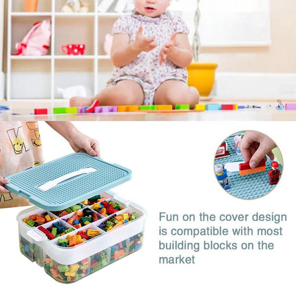 3Layer Storage Box Large Capacity Toy Organizer Building Block Storage Container - Yellow.