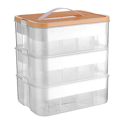 3Layer Storage Box Large Capacity Toy Organizer Building Block Storage Container - Yellow.