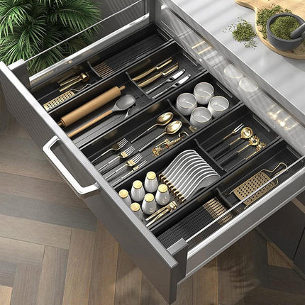 Kitchen Cabinet Drawer Cutlery Tray Utensil Organiser Insert Divider Storage - 41x10cm.